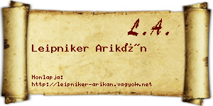 Leipniker Arikán névjegykártya